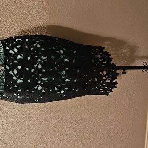 Umgee Black and Mint Lace Skirt